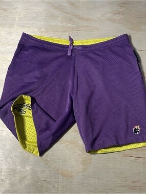RARE The Hundreds Reversible Mesh Shorts 7’ LA Lakers Y2K Vintage Adam Bomb M 34